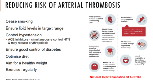 prevention of arterial thrombosis